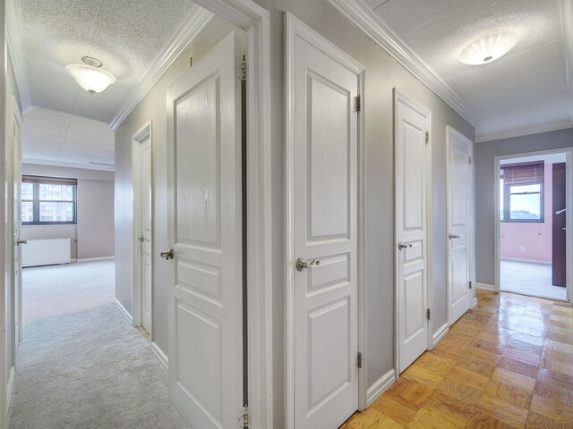 250 Gorge Rd Unit 16D, Cliffside Park, NJ 07010 - hall featuring a textured ceiling and ornamental molding