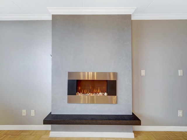 250 Gorge Rd Unit 16D, Cliffside Park, NJ 07010 - detailed view of ornamental molding and a warm lit fireplace