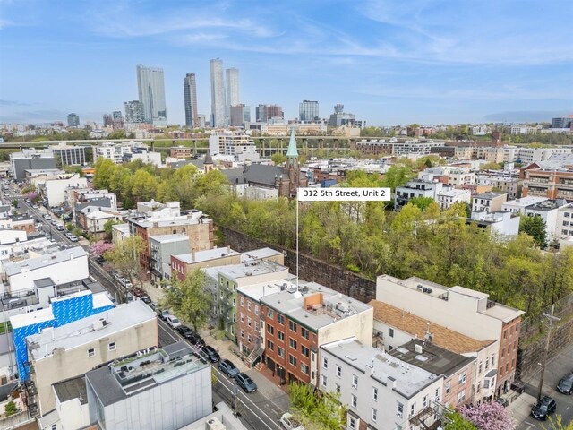 aerial view with a city view