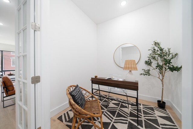 100 Webster Ave Unit 2, Jersey City, NJ 07307 - home office with recessed lighting, light wood-type flooring, baseboards, and vaulted ceiling