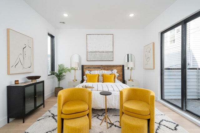 100 Webster Ave Unit 2, Jersey City, NJ 07307 - bedroom featuring multiple windows, light wood-style floors, and recessed lighting