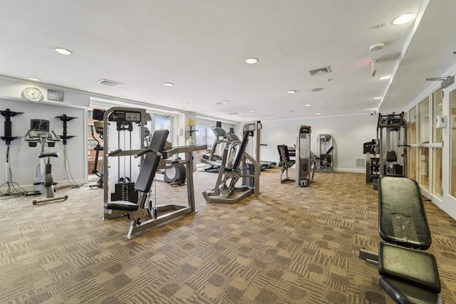 20 Avenue At Port Imperial Unit 113, West New York, NJ 07093 - gym featuring carpet floors, recessed lighting, and baseboards