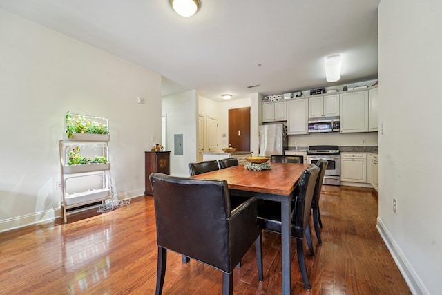 20 Avenue At Port Imperial Unit 113, West New York, NJ 07093 - dining space featuring baseboards, dark wood-style flooring, and electric panel
