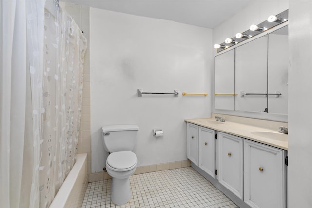 401 Harmon Cv, Secaucus, NJ 07094 - bathroom with double vanity, shower / tub combo with curtain, and tile patterned floors