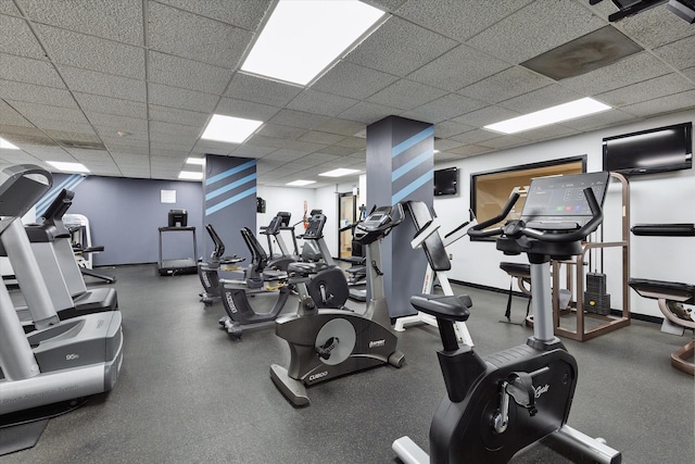 401 Harmon Cv, Secaucus, NJ 07094 - workout area with a paneled ceiling