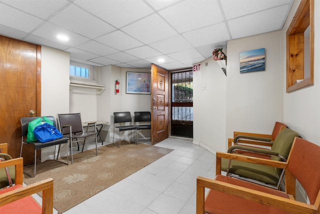 2746 John F Kennedy Blvd, Jersey City, NJ 07306 - interior space featuring baseboards, tile patterned flooring, and a paneled ceiling