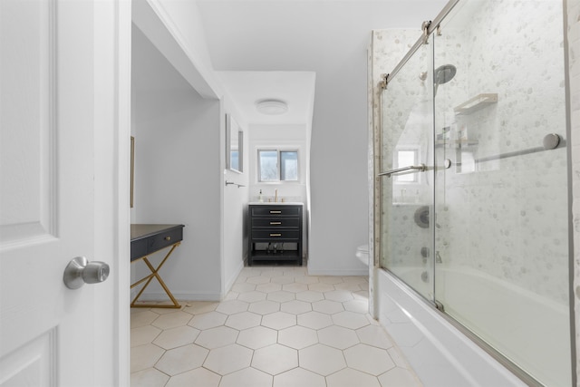 2746 John F Kennedy Blvd, Jersey City, NJ 07306 - full bath with toilet, vanity, enclosed tub / shower combo, and baseboards