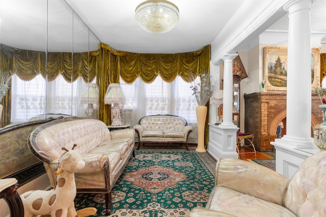 2746 John F Kennedy Blvd, Jersey City, NJ 07306 - living room featuring plenty of natural light and decorative columns