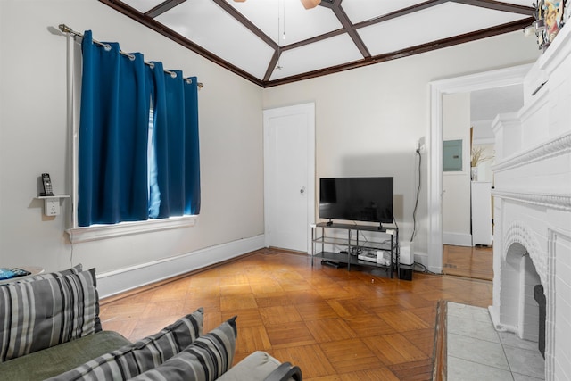 2746 John F Kennedy Blvd, Jersey City, NJ 07306 - living room featuring electric panel, baseboards, and a ceiling fan