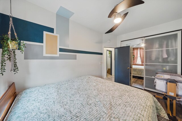 152 W 30th St, Bayonne, NJ 07002 - bedroom featuring wood finished floors, ceiling fan, and a closet