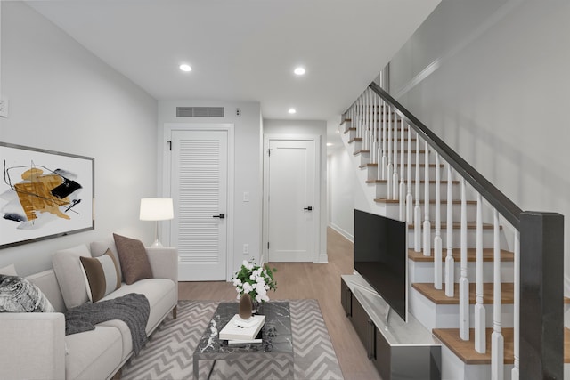 living room featuring light hardwood / wood-style floors