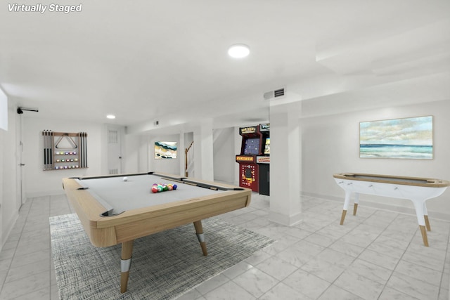 game room featuring pool table