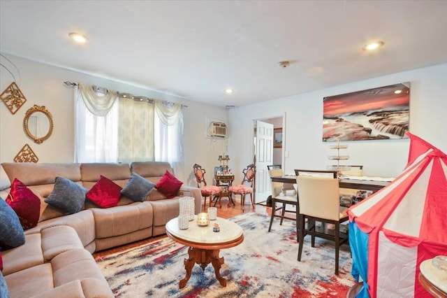 4007 Grand Ave, North Bergen, NJ 07047 - living area featuring an AC wall unit and recessed lighting