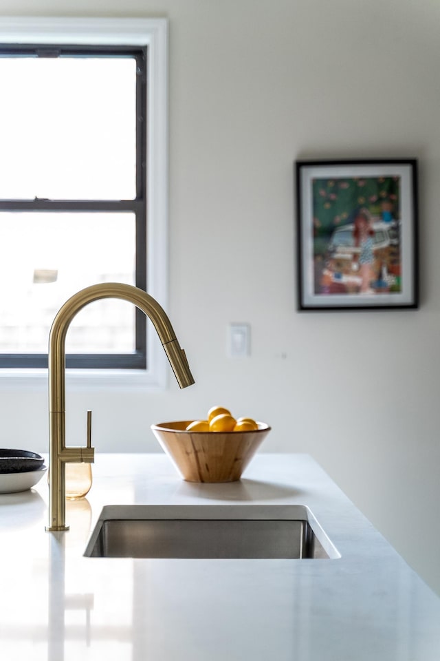 details featuring light countertops and a sink