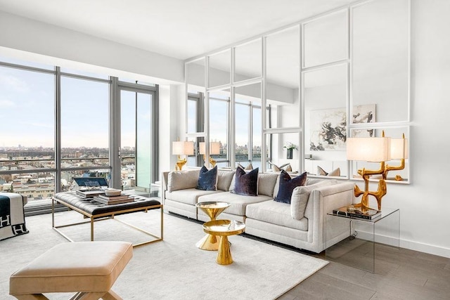 320 Adolphus Ave Unit 909, Cliffside Park, NJ 07010 - living room with plenty of natural light, floor to ceiling windows, and wood finished floors