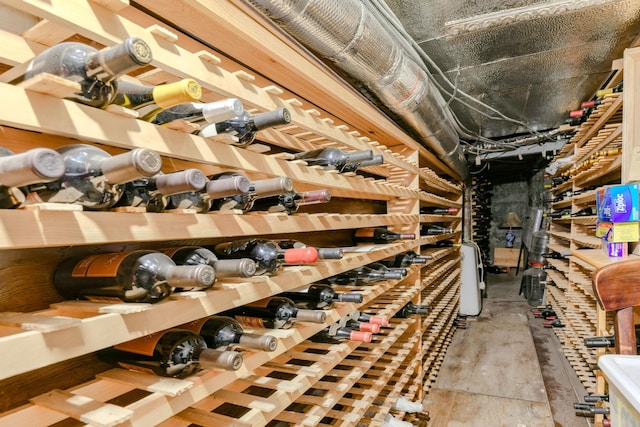 wine room with concrete floors