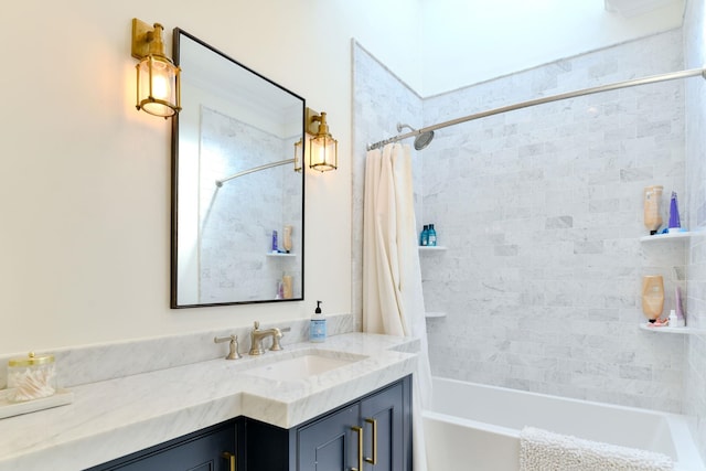 bathroom featuring vanity and shower / tub combo