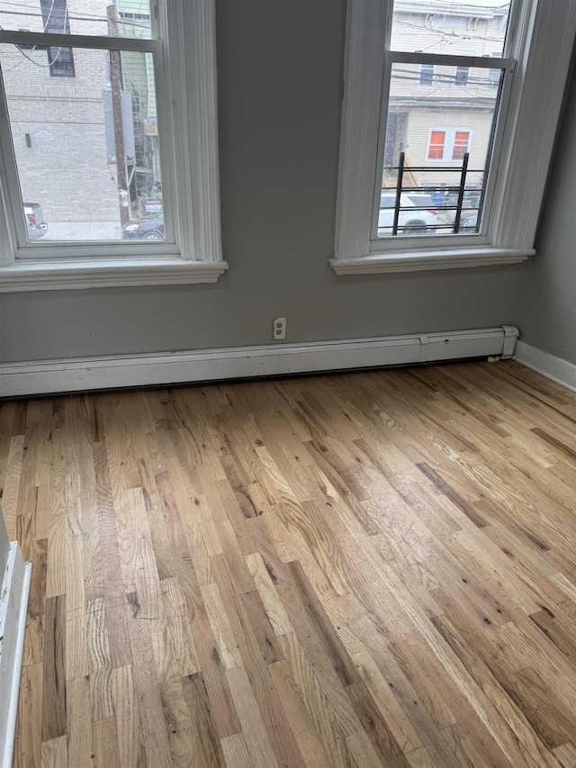69 Jewett Ave, Jersey City, NJ 07304 - unfurnished room featuring wood finished floors, baseboards, and baseboard heating