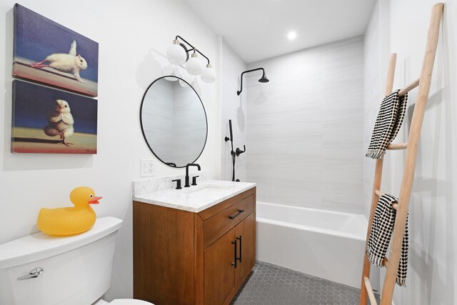 372 Webster Ave, Jersey City, NJ 07307 - bathroom with vanity,  shower combination, and tile patterned floors