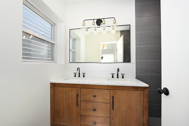 372 Webster Ave, Jersey City, NJ 07307 - full bath with double vanity and tasteful backsplash