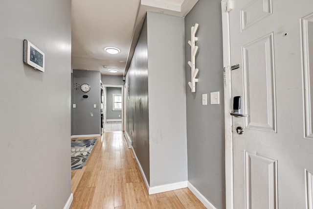 hall with light hardwood / wood-style flooring