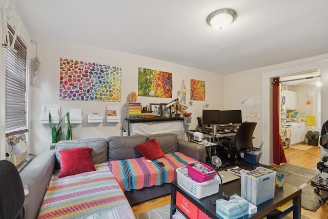 interior space with light hardwood / wood-style flooring