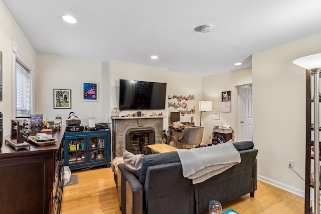 living room featuring light hardwood / wood-style floors