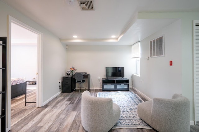 1406 8th St Unit 9, North Bergen, NJ 07047 - living area with recessed lighting, wood finished floors, baseboards, and a desk