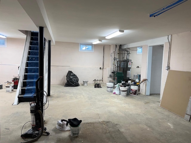 basement with gas water heater