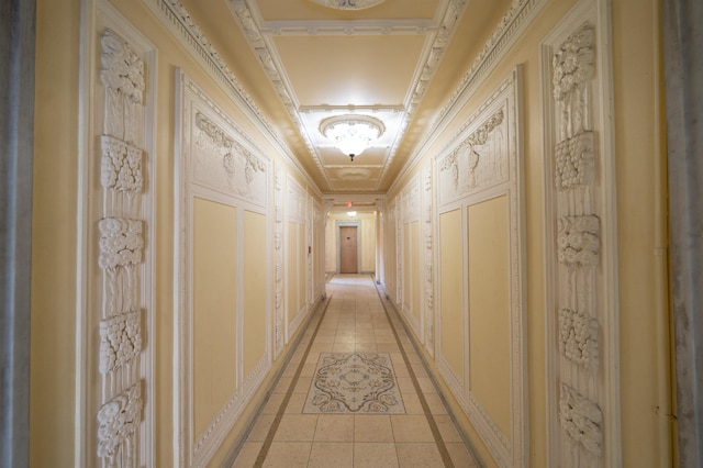 hallway with light tile patterned flooring