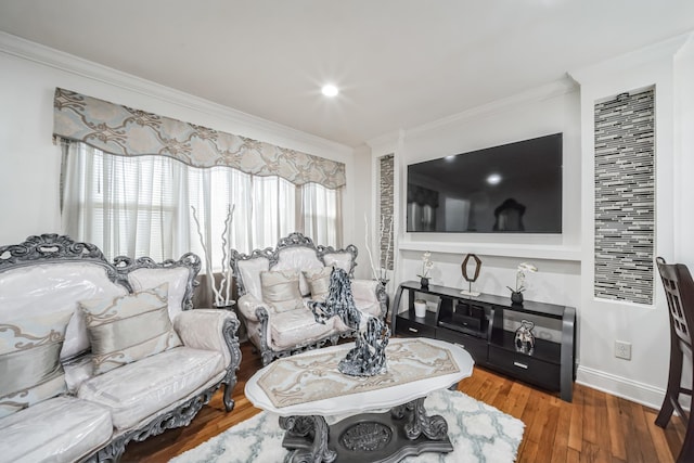 131 Iozia Ter, Elmwood Park, NJ 07407 - living area featuring baseboards, wood finished floors, and crown molding