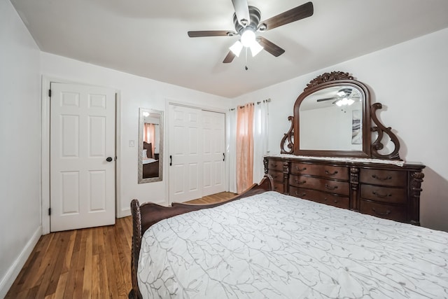 131 Iozia Ter, Elmwood Park, NJ 07407 - bedroom featuring baseboards, wood finished floors, a closet, and ceiling fan
