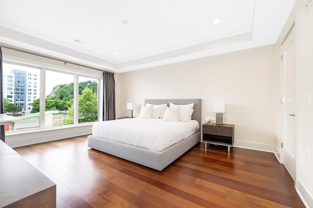 150 Henley Pl Unit 202, Weehawken, NJ 07086 - bedroom featuring hardwood / wood-style flooring and a tray ceiling
