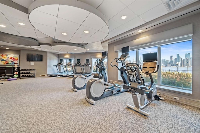 150 Henley Pl Unit 202, Weehawken, NJ 07086 - workout area with carpet floors and recessed lighting