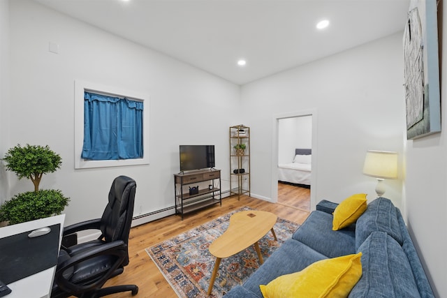 3809 Kennedy Blvd, Union City, NJ 07087 - home office featuring wood finished floors, recessed lighting, and a baseboard heating unit