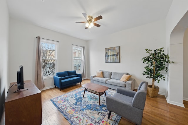3809 Kennedy Blvd, Union City, NJ 07087 - living room with ceiling fan, light wood finished floors, and baseboards
