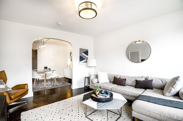 living room with hardwood / wood-style flooring