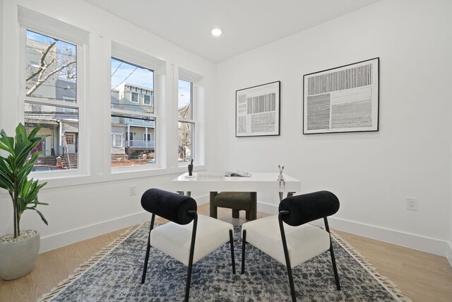 home office featuring wood-type flooring