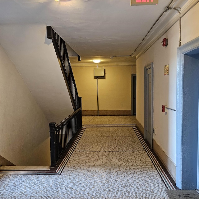 429 Fairmount Ave Unit 305, Jersey City, NJ 07306 - hall featuring baseboards, carpet flooring, and stairway