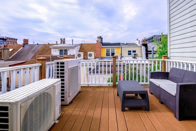 123 Willow Ter, Hoboken, NJ 07030 - deck with a cooling unit, a residential view, and an outdoor living space