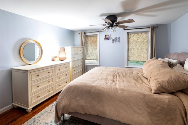 123 Willow Ter, Hoboken, NJ 07030 - bedroom featuring dark wood-style flooring, ceiling fan, and baseboards