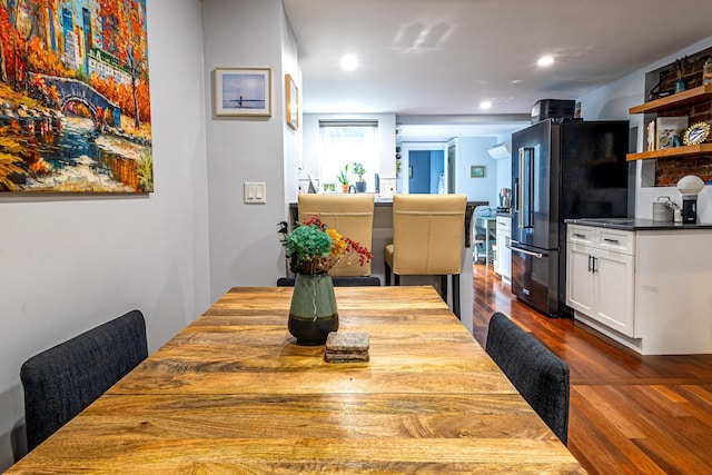 123 Willow Ter, Hoboken, NJ 07030 - dining space featuring dark wood-style flooring and recessed lighting