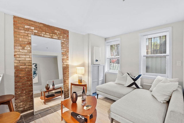 view of tiled living room