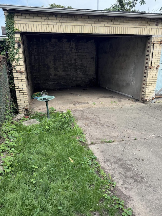 exterior space with a garage