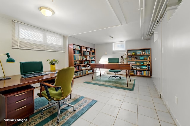 37 47th St, Weehawken, NJ 07086 - office area with light tile patterned floors and baseboards