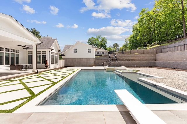 150 Mountain Ave, Pequannock Township, NJ 07444 - view of swimming pool with a patio, a fenced backyard, and a pool with connected hot tub