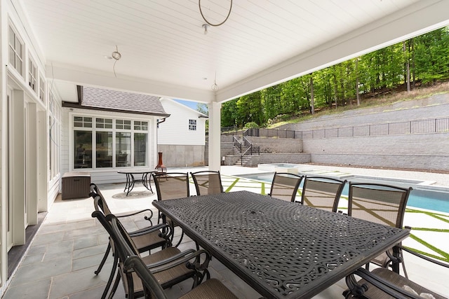 150 Mountain Ave, Pequannock Township, NJ 07444 - view of patio / terrace featuring outdoor dining space and fence