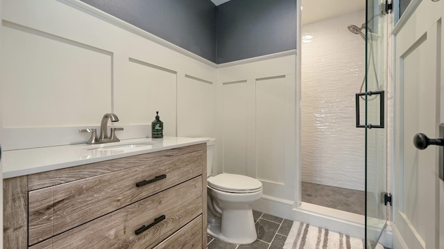 150 Mountain Ave, Pequannock Township, NJ 07444 - full bathroom featuring a shower stall, toilet, tile patterned floors, and vanity