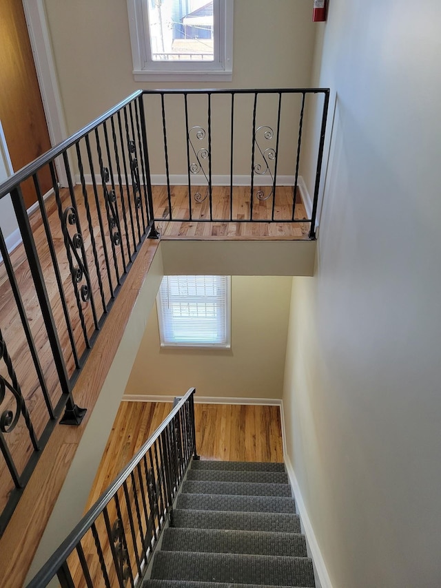 stairway with baseboards