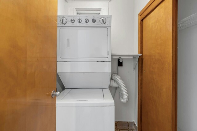 123 Shippen St, Weehawken, NJ 07086 - laundry area with stacked washer / drying machine